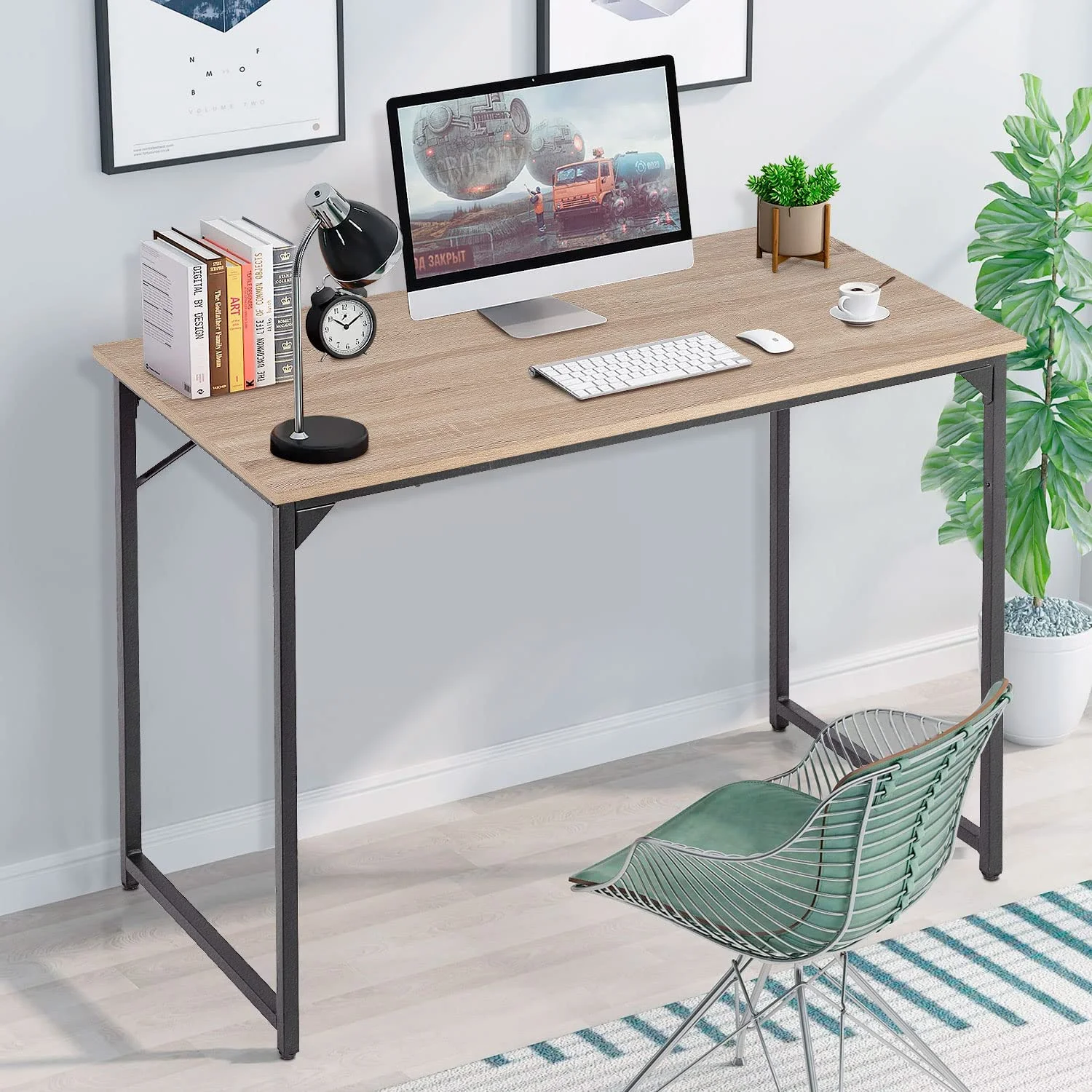 32/39/47 inch Computer Desk Study Writing Table, Adjustable feet, Modern Furniture for Home Office (1, Brown, 32 inch)