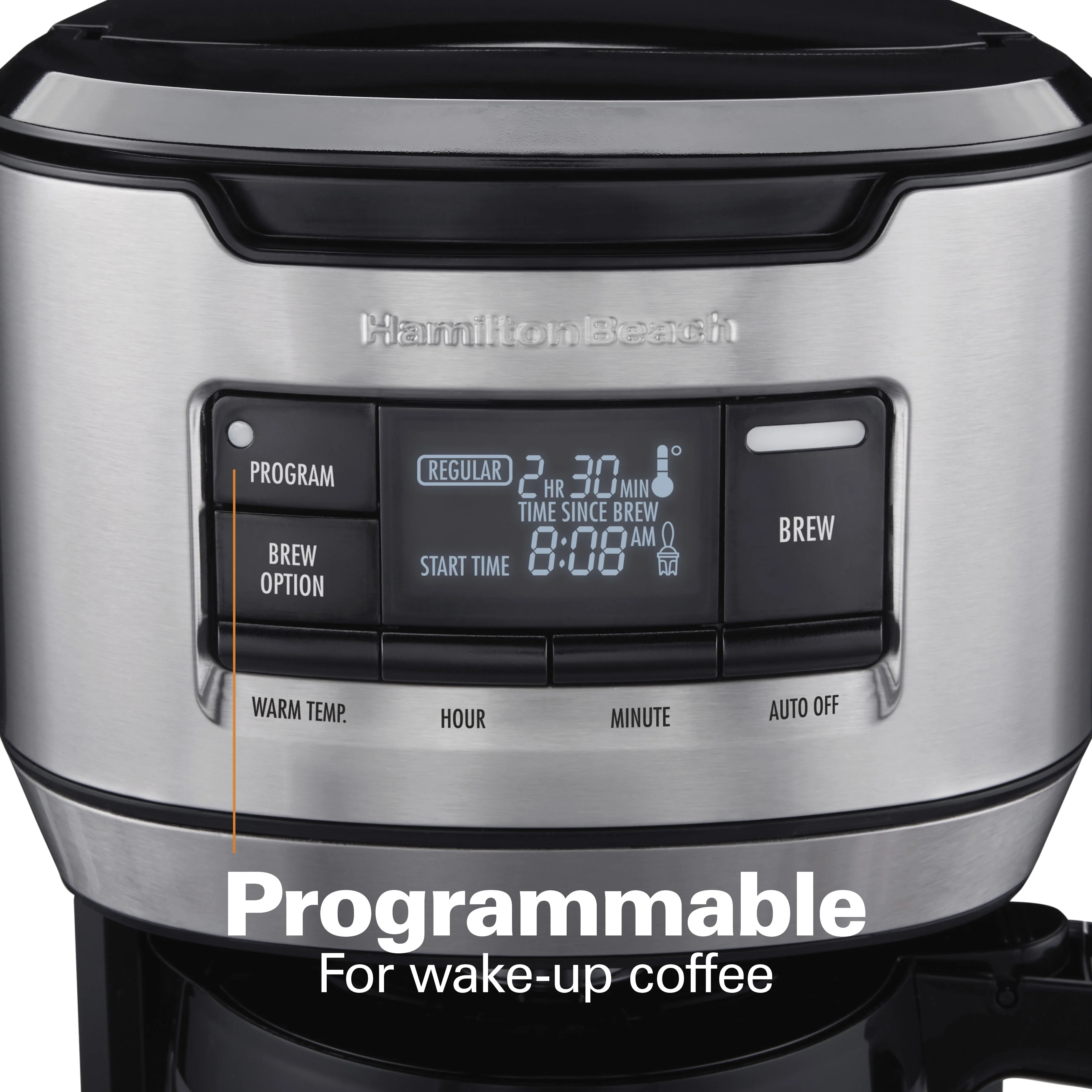 Hamilton Beach Front Fill 14-Cup Programmable Drip Coffee Maker Machine with Glass Coffee Pot, Cafetera, Black