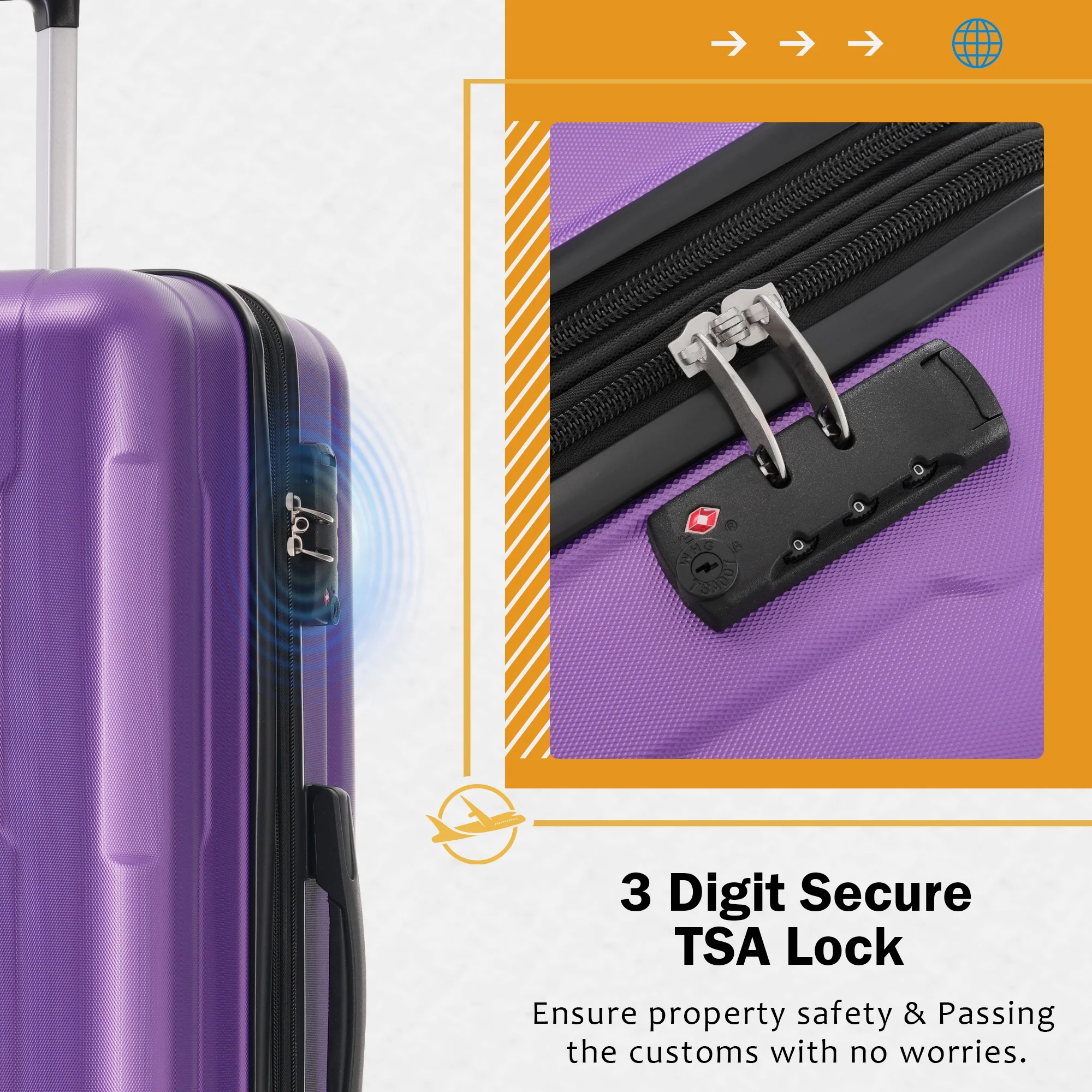 imerelez 2 Piece Luggage Set with Bags Expanable Spinner Wheels ABS Lightweight Suitcase with TSA Lock 20inch+28inch