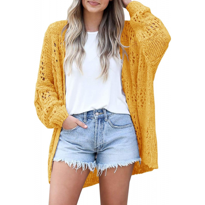 Women's Crochet Cardigan Sweater Kimonos Boho Solid