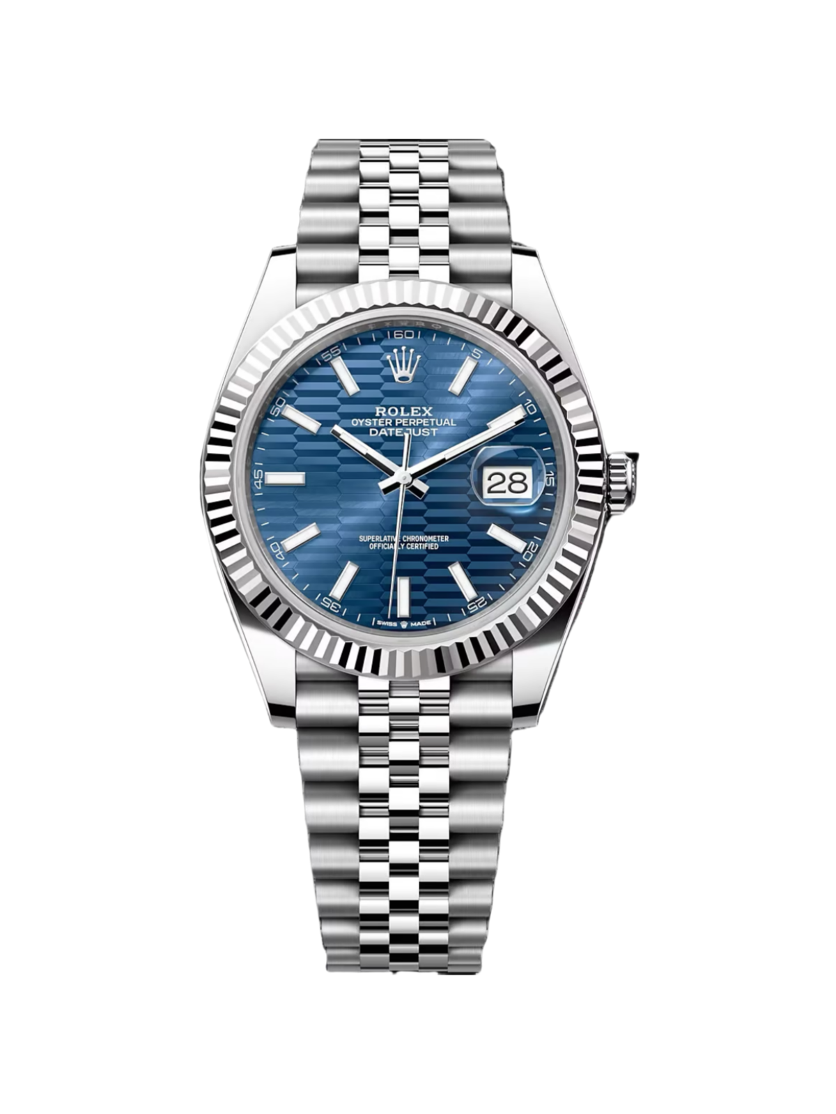【Super Clone】RLX  Datejust 41mm Blue Fluted Motif Index Dial Jubilee Bracelet Watch - 126334
