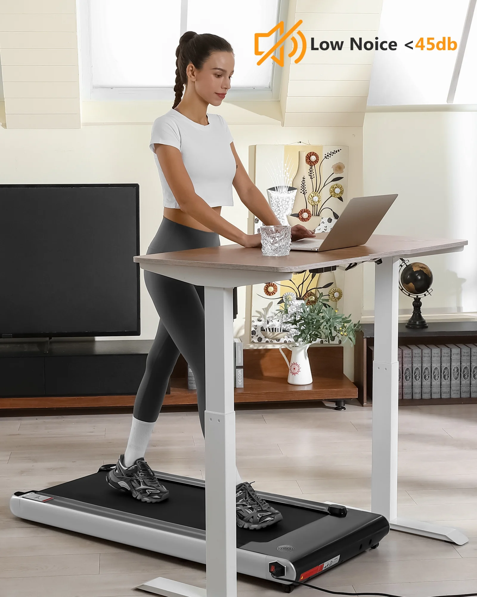 Zzistar Walking Pad Electric Treadmill, 2.5HP 0.6-3.8 mph Remote & Button Control Under Desk Treadmill with LCD Monitor