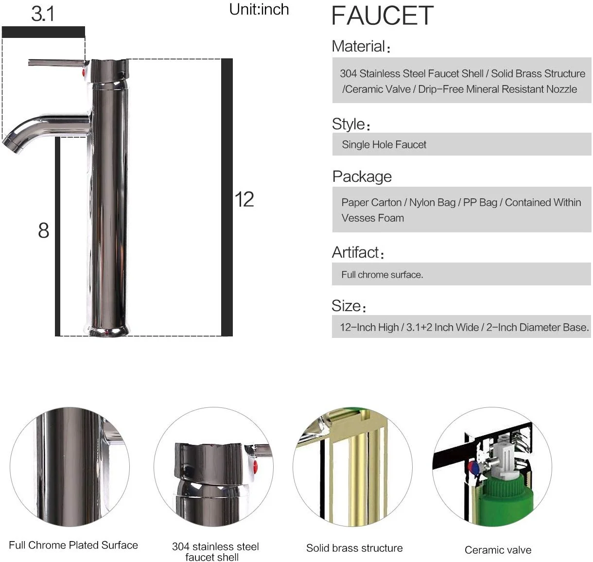 ELECWISH Bathroom Sink and Faucet Combo Artistic Tempered Glass Vessel Sink Basin Washing Bowl Set, Cabinet Countertop Sink with Chorme Faucet Pop-up Drain (Oval Silver)