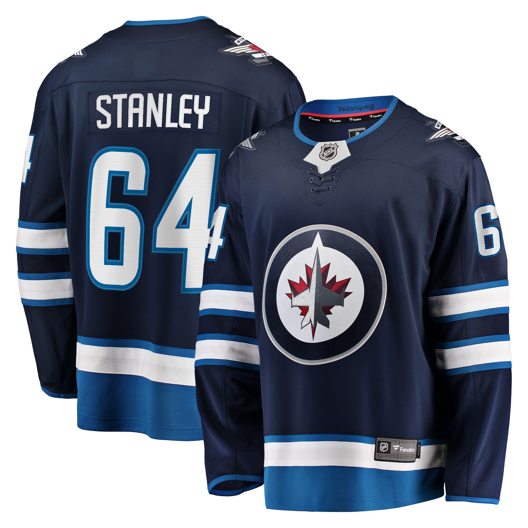 Logan Stanley Winnipeg Jets Fanatics Home Premier Breakaway   Jersey – Navy