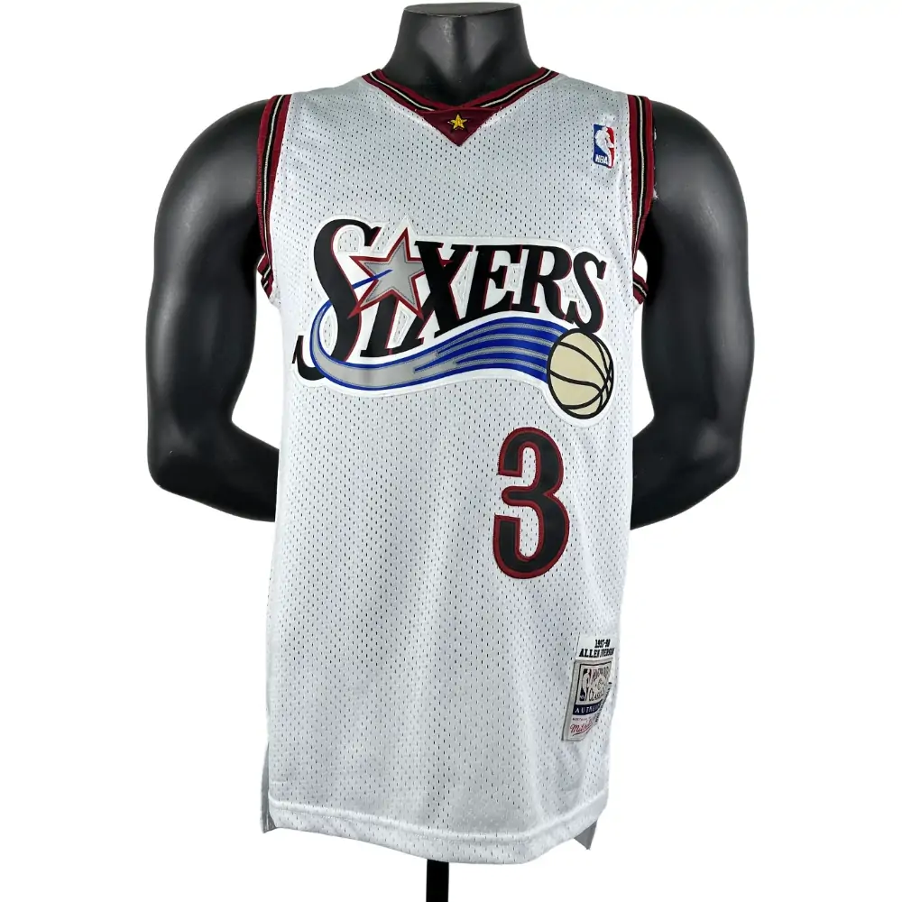 Embroidered MN Retro Jersey 76ers 97/98 Season Big Star White No. 3 Iverson
