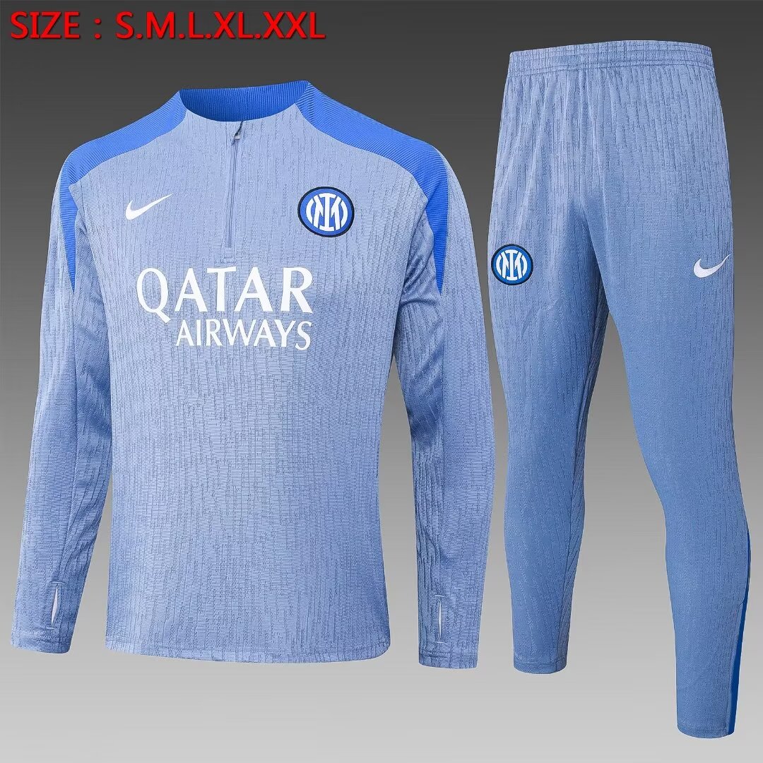 2024/2025 Inter Milan Half-Pull Training Suit Light blue Football Jersey 1:1 Thai Quality Set