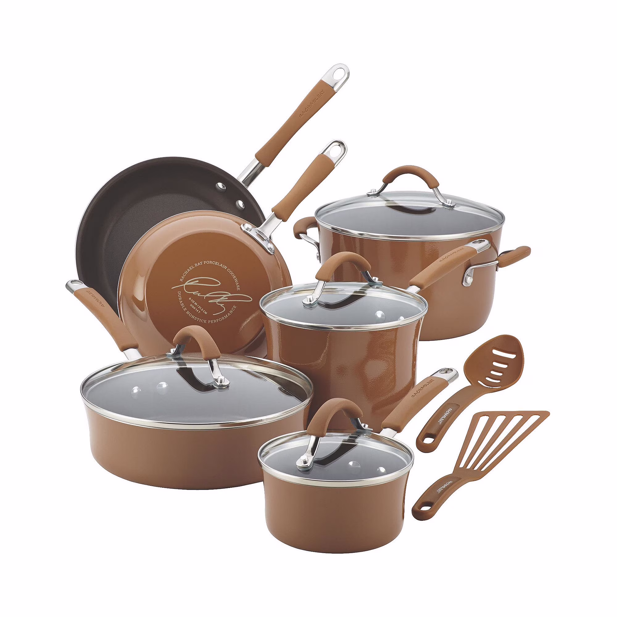 Rachael Ray 12-Piece Cucina Nonstick Pots and Pans Set, Cookware, Set Cranberry