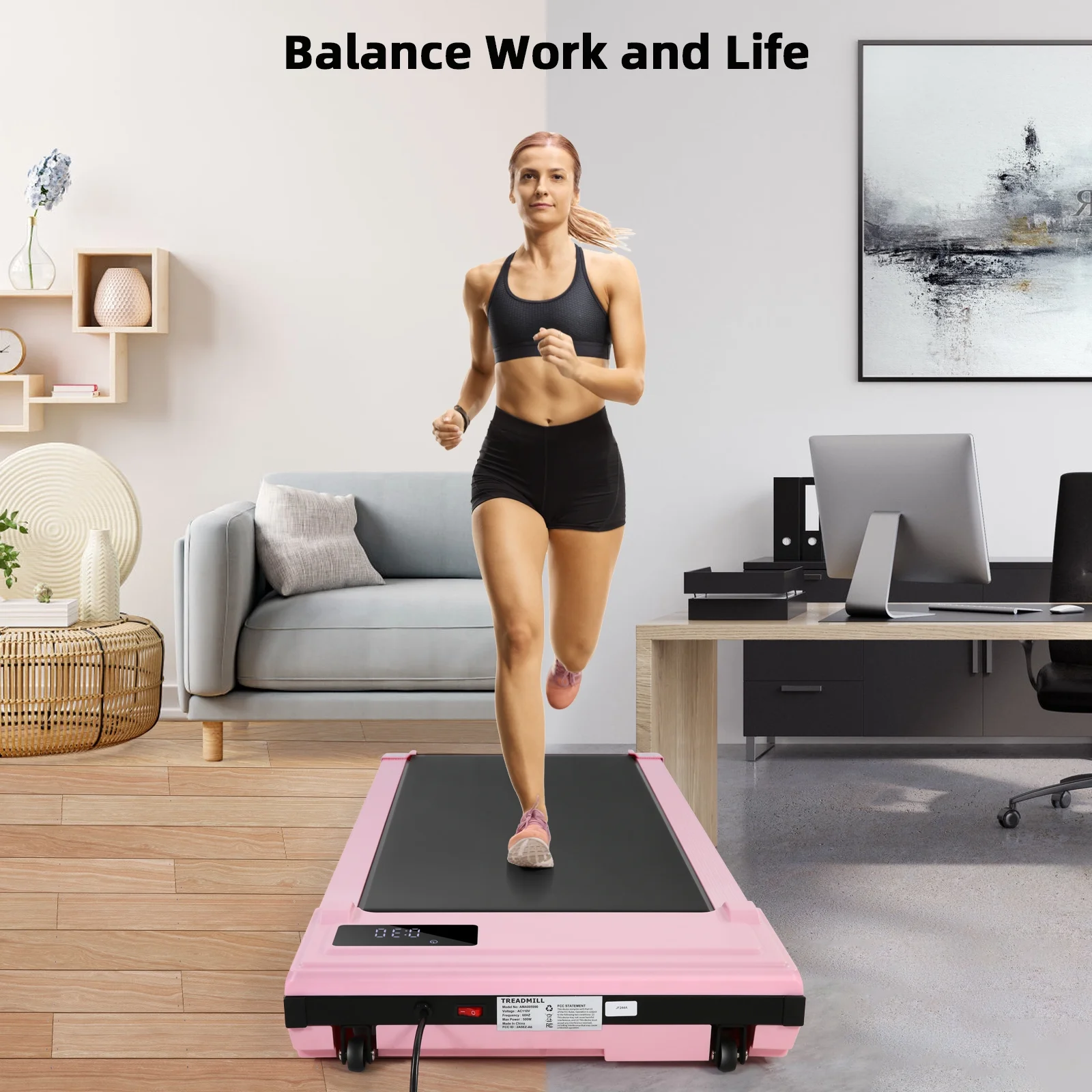 Walking Pad Treadmill, 2.5HP Under Desk Treadmill with Remote Control and LED Display, Portable Walking Treadmill for Home Office, Walking Jogging Machine with 300 lbs Weight Capacity