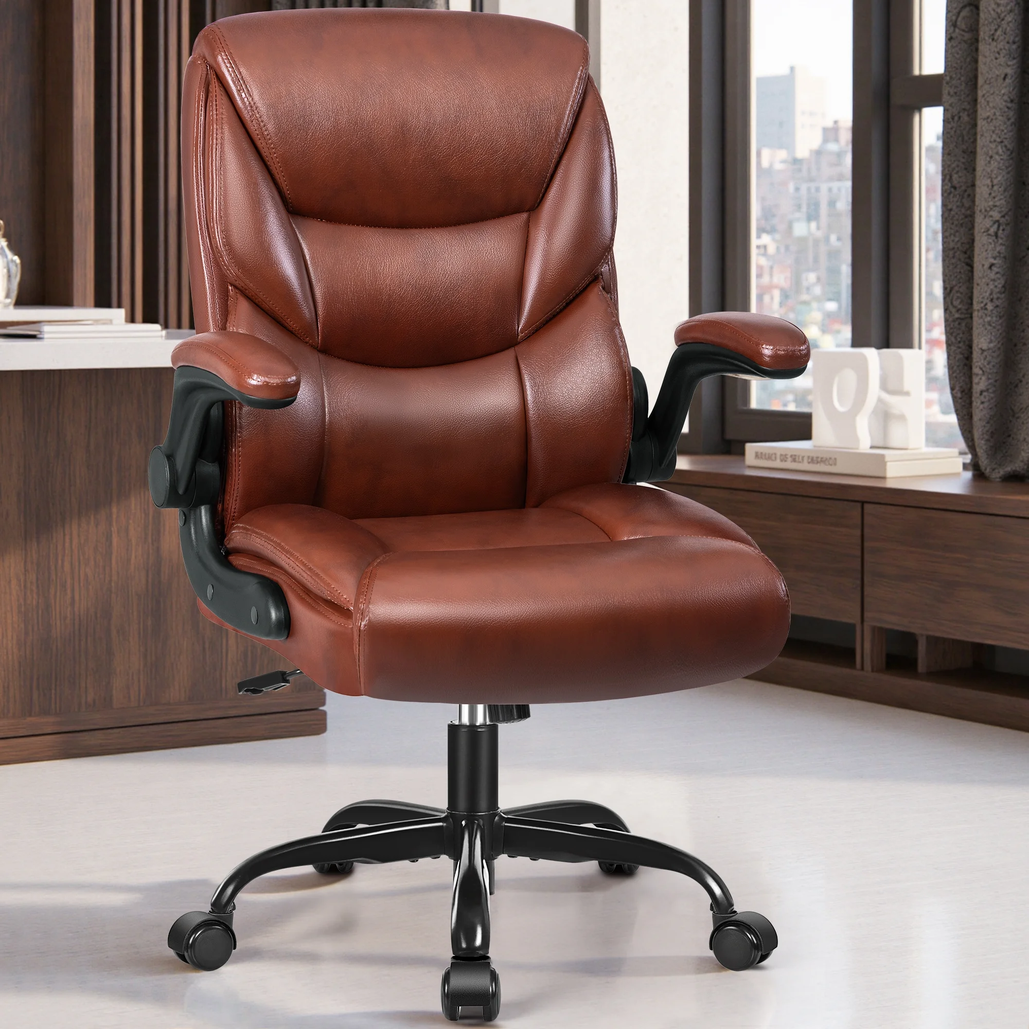 COOLHUT Leather Office Chair, Big and Tall Office Chair 400LBS Wide Seat Ergonomic Computer Desk Chair High Back Executive Leather Chair Adjustable Task Chair Lumbar Back with 8-Year Warranty, Black