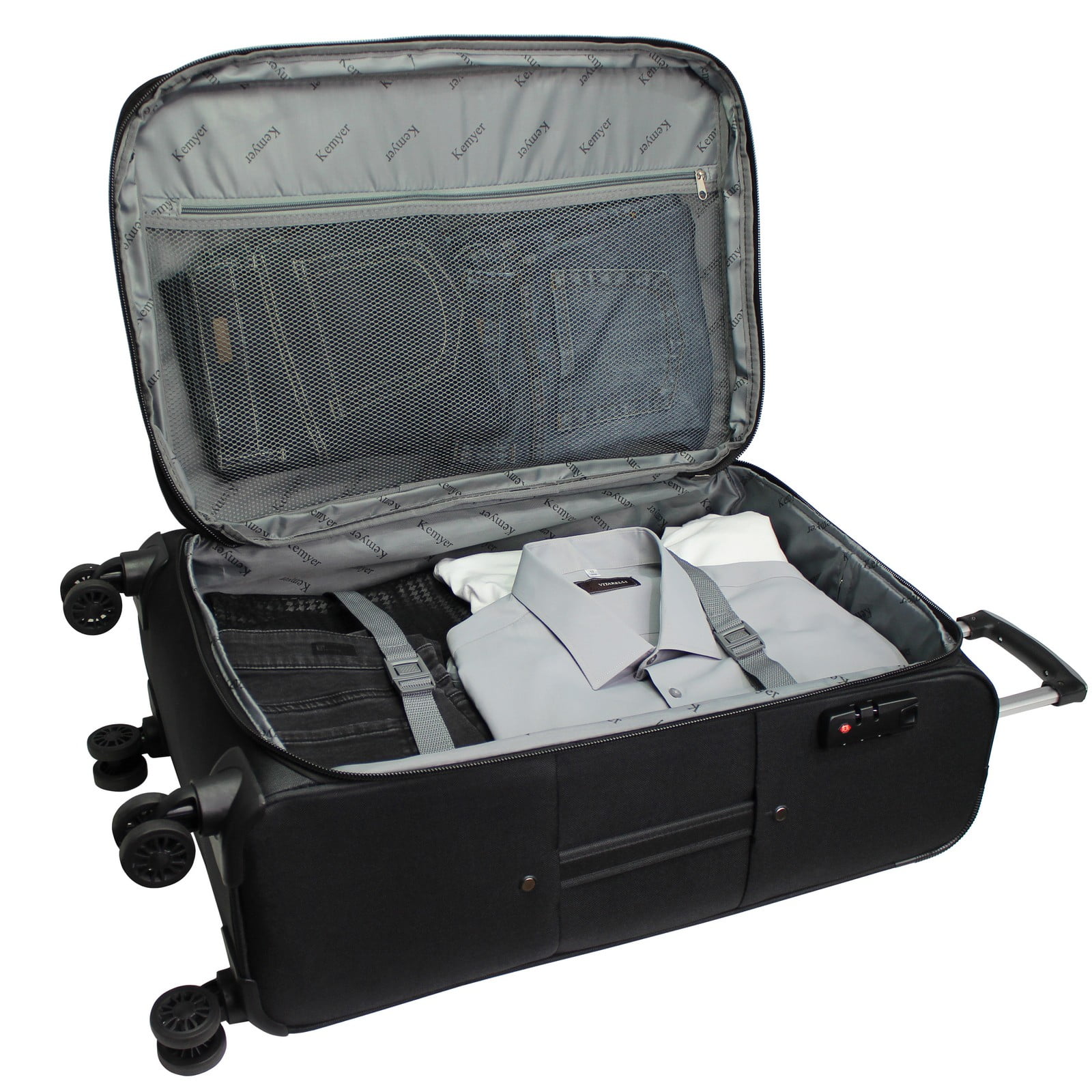 CalBags Kemyer Softside Lightweight 3-Piece Expandable Spinner Luggage Set - Black