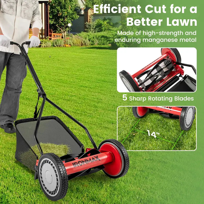 14-Inch Cordless Walk-Behind Grass Trimmer – 5-Blade Precision Cutting System