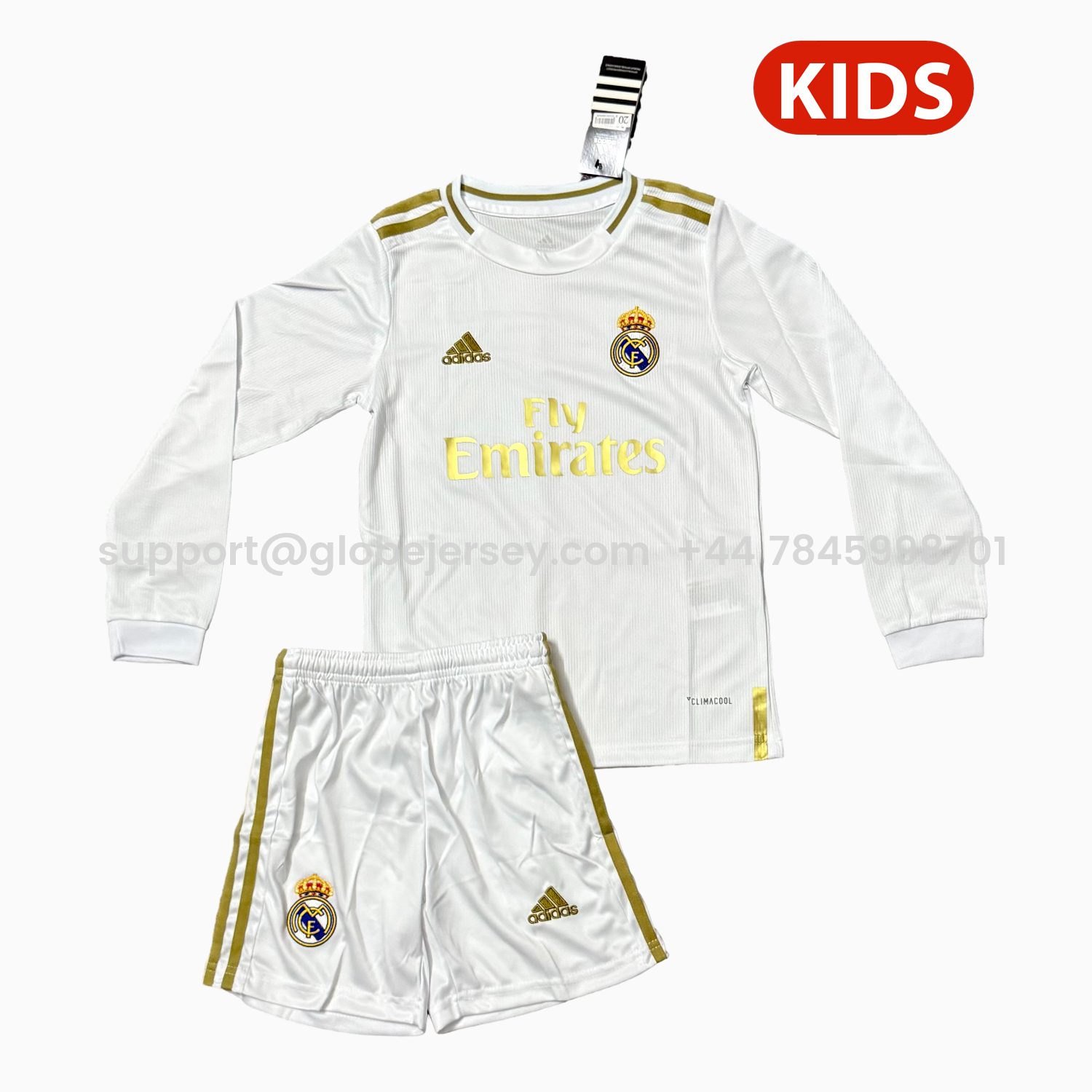 Retro Real Madrid 19-20 Home Long Sleeves Kids Kit