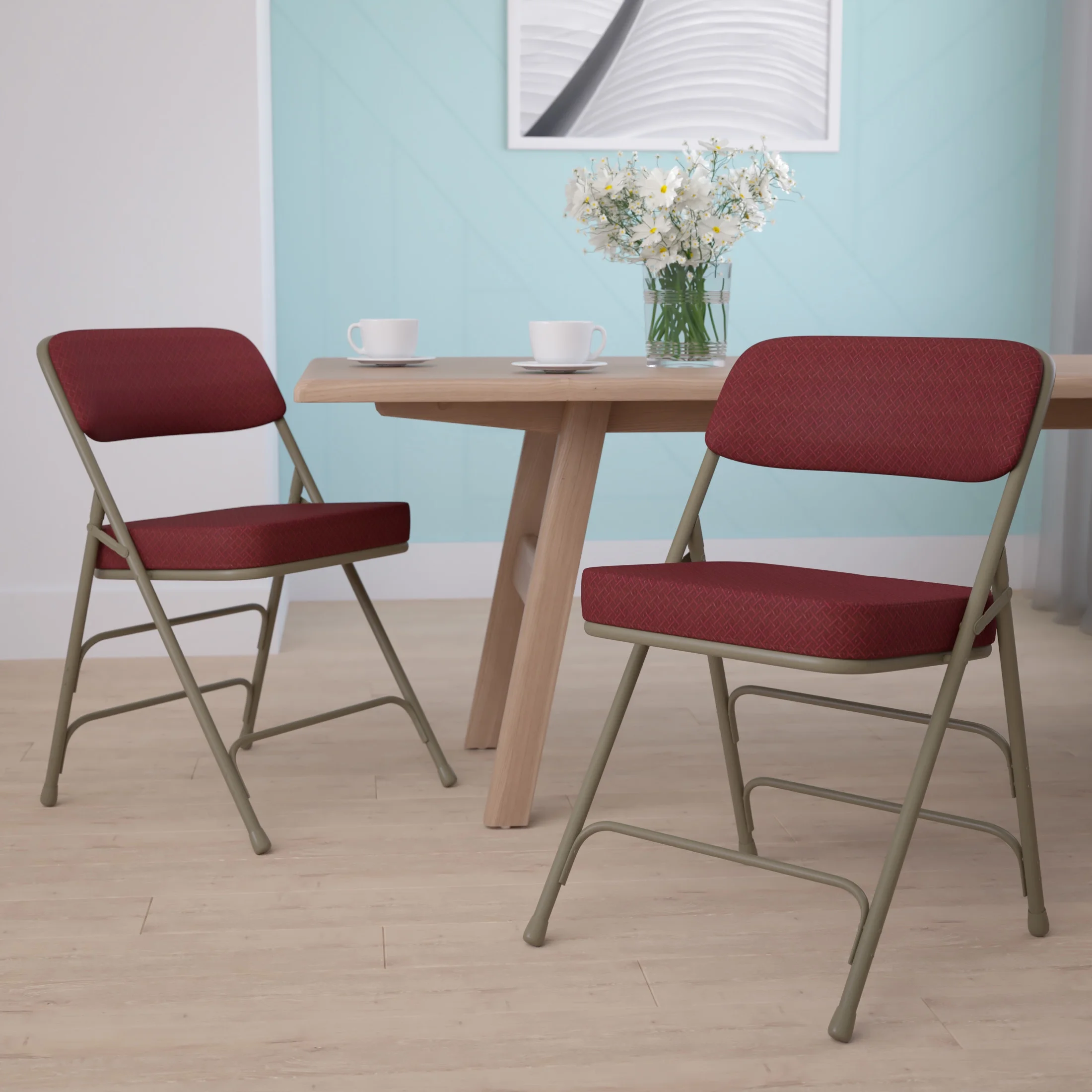 Flash Furniture Hercules Adult Triple Braced & Double Hinged Folding Chairs, Set of 2, Navy