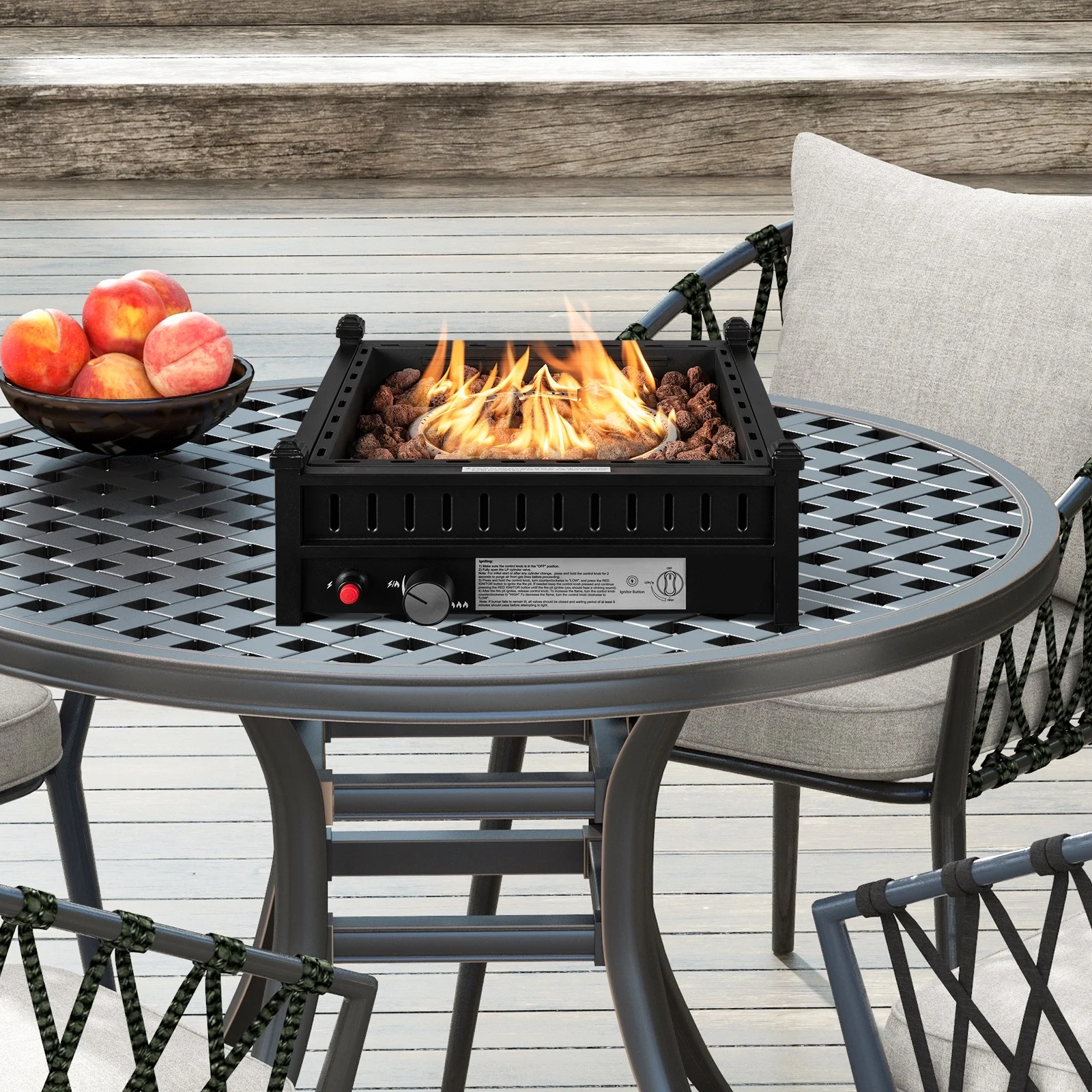 Costway Portable Tabletop Fire Bowl 40,000 BTU Propane Firepit fit Umbrella Holes Table