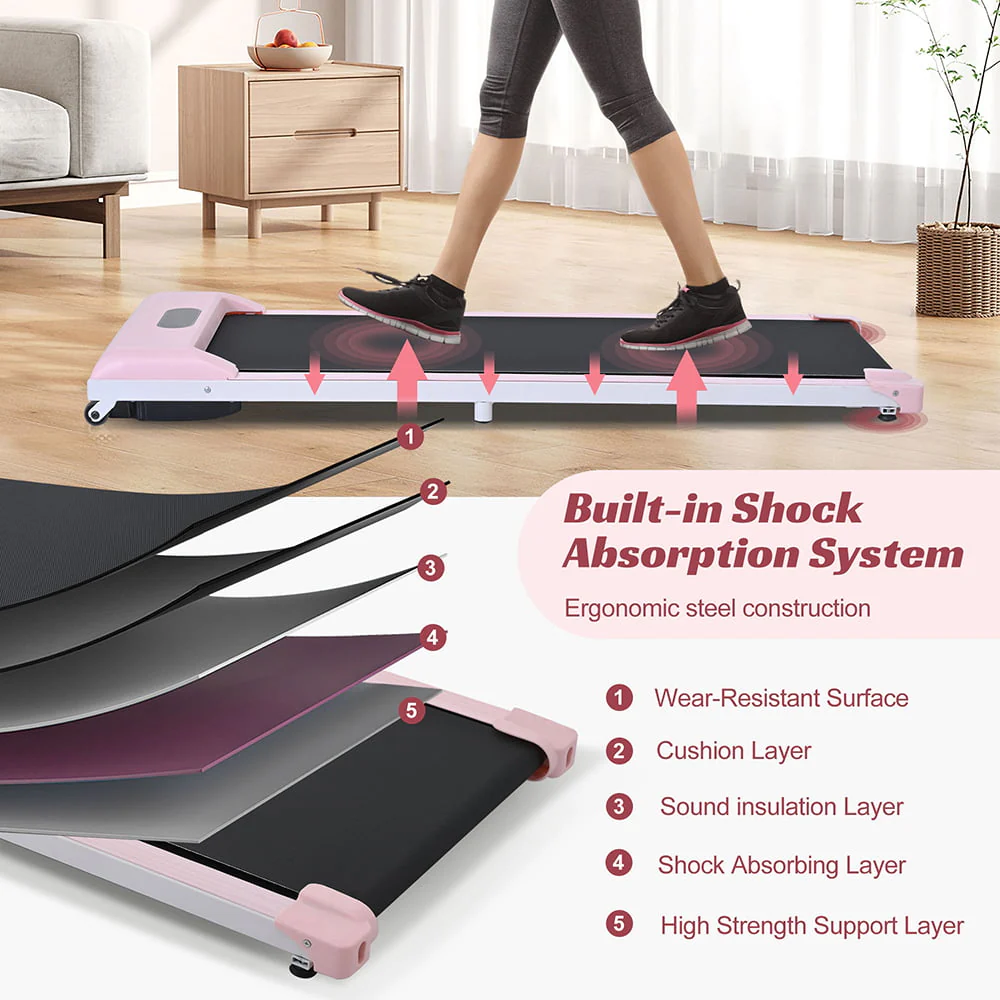 Merax Under Desk Treadmill 2.5HP Portable Walking Pad Desk Treadmill with Walkstation Remote Control, Walking Jogging Running Machine, LED Display for Home Gym Office,Pink