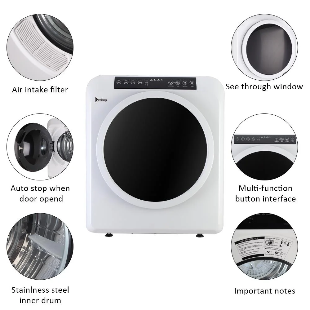 Zimtown 13lbs White Stainless Electric Dryer, LCD display, Ultraviolet sterilization