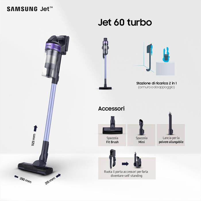 SAMSUNG - Scopa elettrica SAMSUNG JET60 TURBO VS15A6031R4/ET-Violet