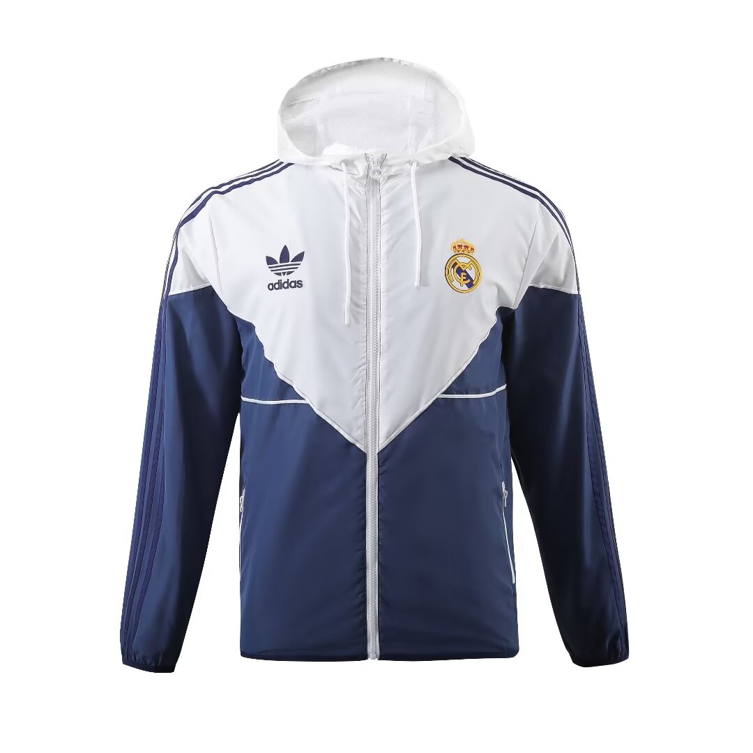 2023/24 Real Madrid blue and white hooded windbreaker 1:1 Thai quality