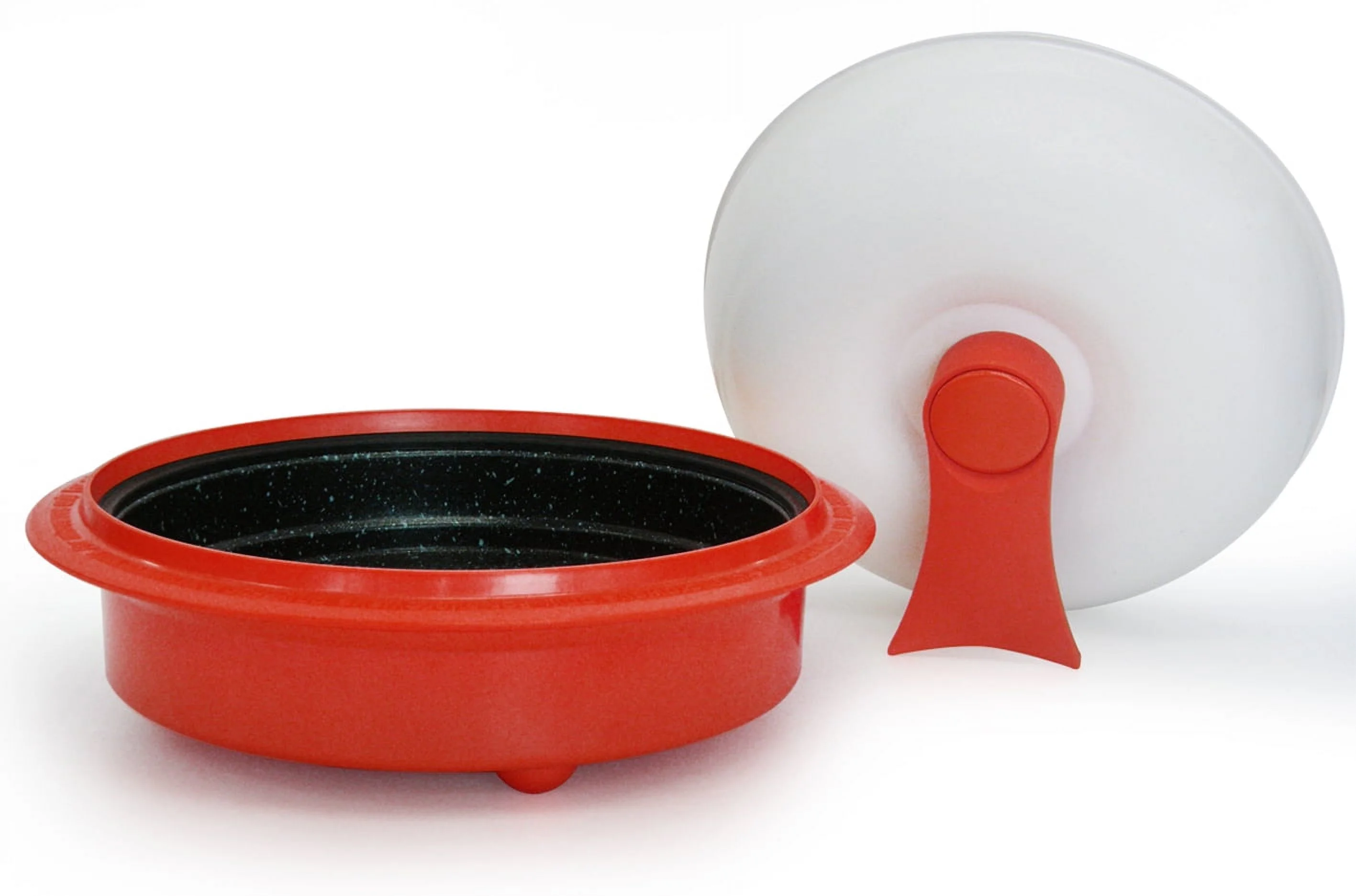 microHearth 1.5-Quart Nonstick 4-piece Everyday Pan Set for Microwave Cooking, Red