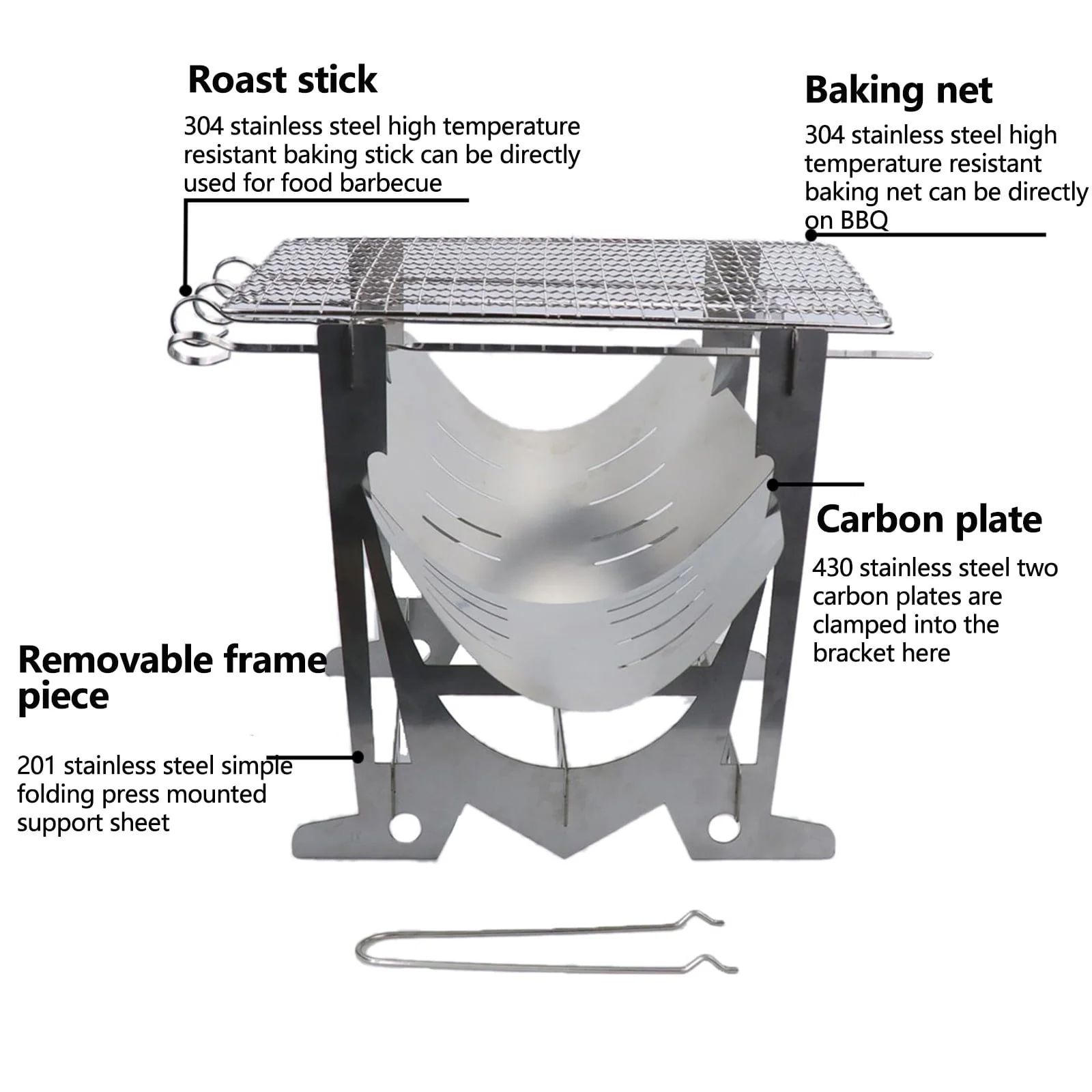 WHLBF Folding Portable Barbecue Charcoal Grill, Barbecue Desk Tabletop Outdoor Stainless Steel Smoker BBQ for Outdoor Cooking Camping Picnics Beach Feature: