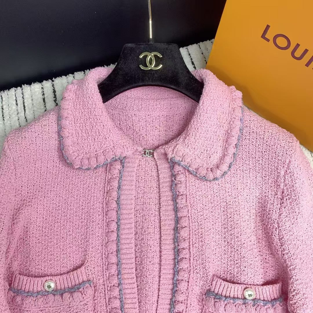 25 spring and summer lapel pocket knitted sweater cardigan