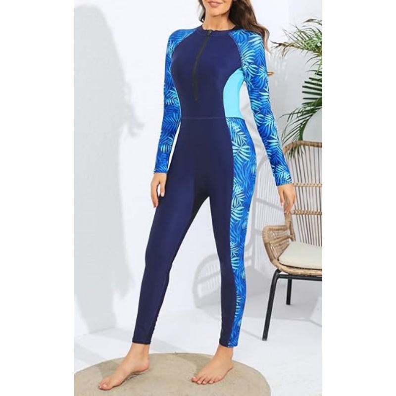 Women's Long Sleeve Full Body One Piece Rash Guard Swimsuit