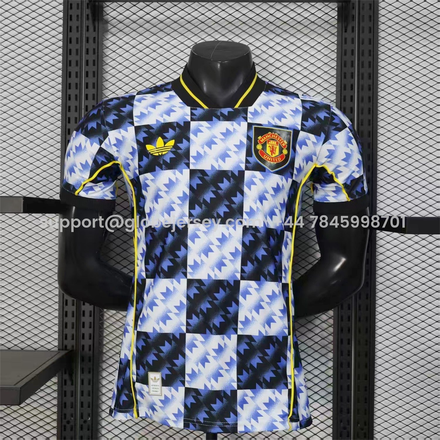 Manchester United 25-26 Blue And Black Checkerboard Special Jersey - Player Version