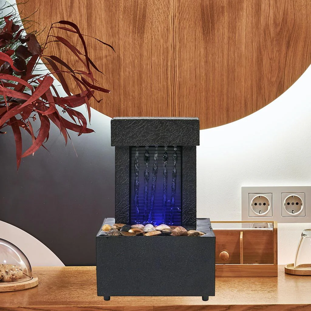 Desktop Waterfall Fountain USB/AA Battery Fengshui Water Fountain for Living Room Indoor Meditation Relaxation