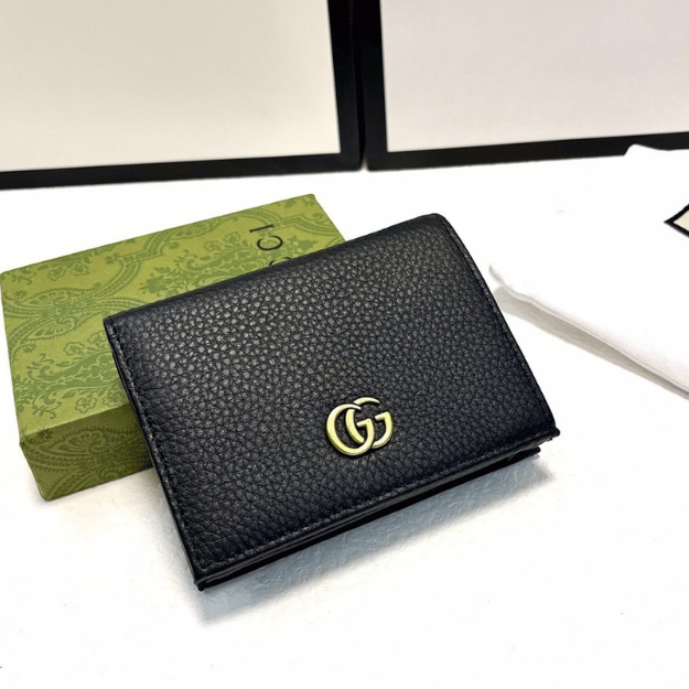‎Gucci Gg Marmont Card Case Wallet Black 4.3 Inches 456126 Cao0G 1000