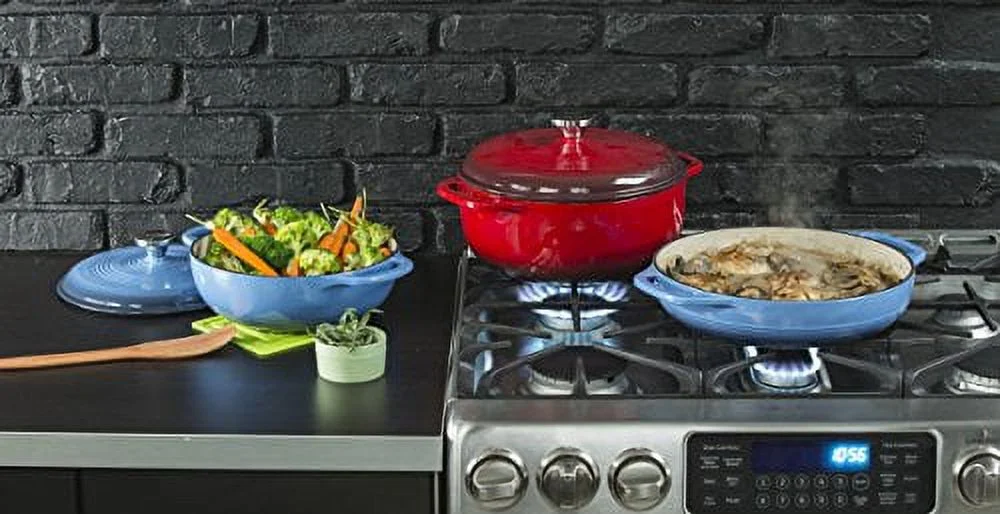 Lodge Cast Iron 4.5 Quart Enameled Dutch Oven, Blue