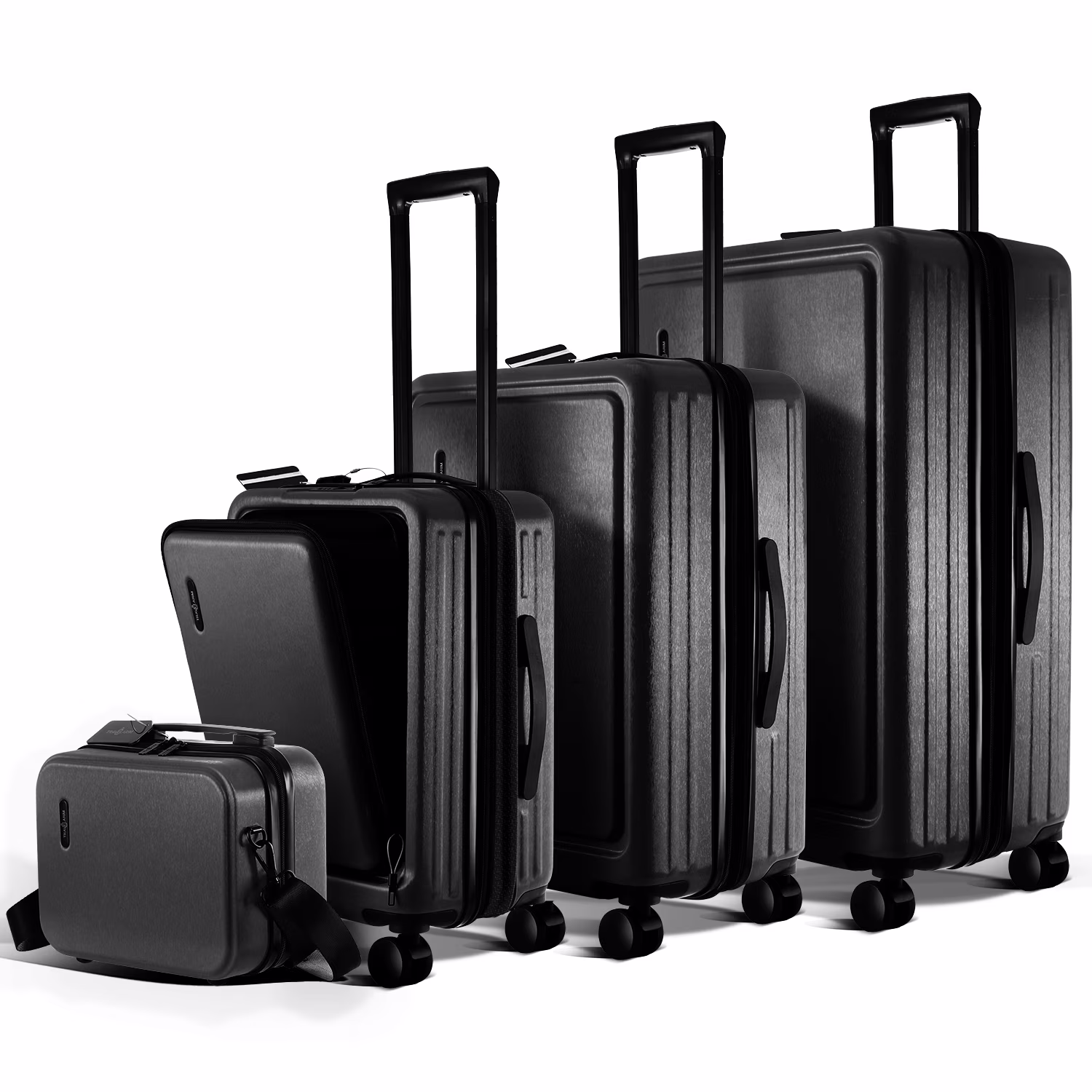 Virtu 4 Piece Hardshell Exapandable Luggage Set, Spinner Luggage Suitcase Set, Navy Blue