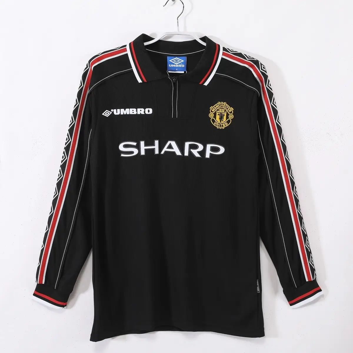 Manchester United 1998/99 Away Long Sleeve Retro Soccer Jersey Black