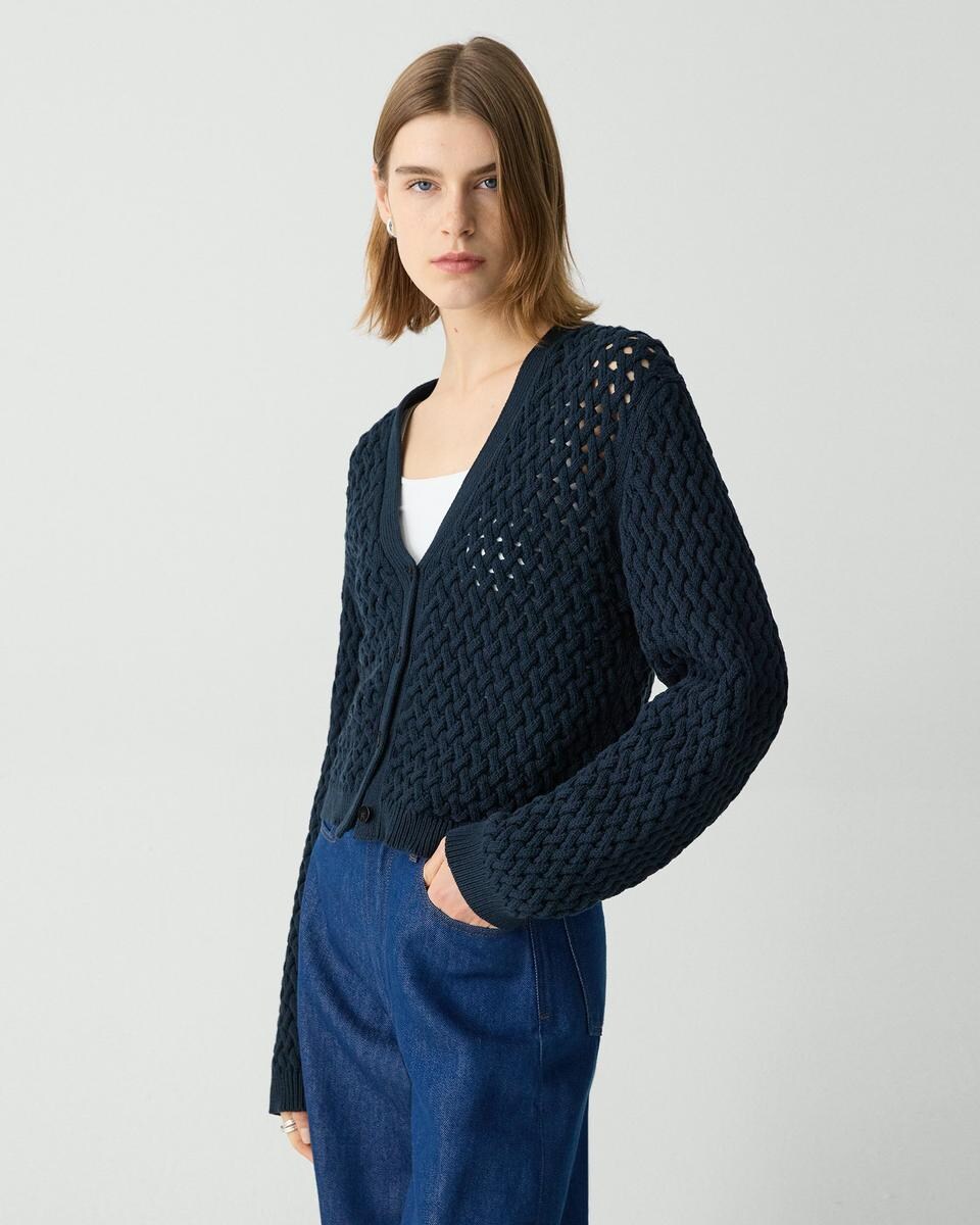 Cable-Knit Cardigan in Rounded Cotton