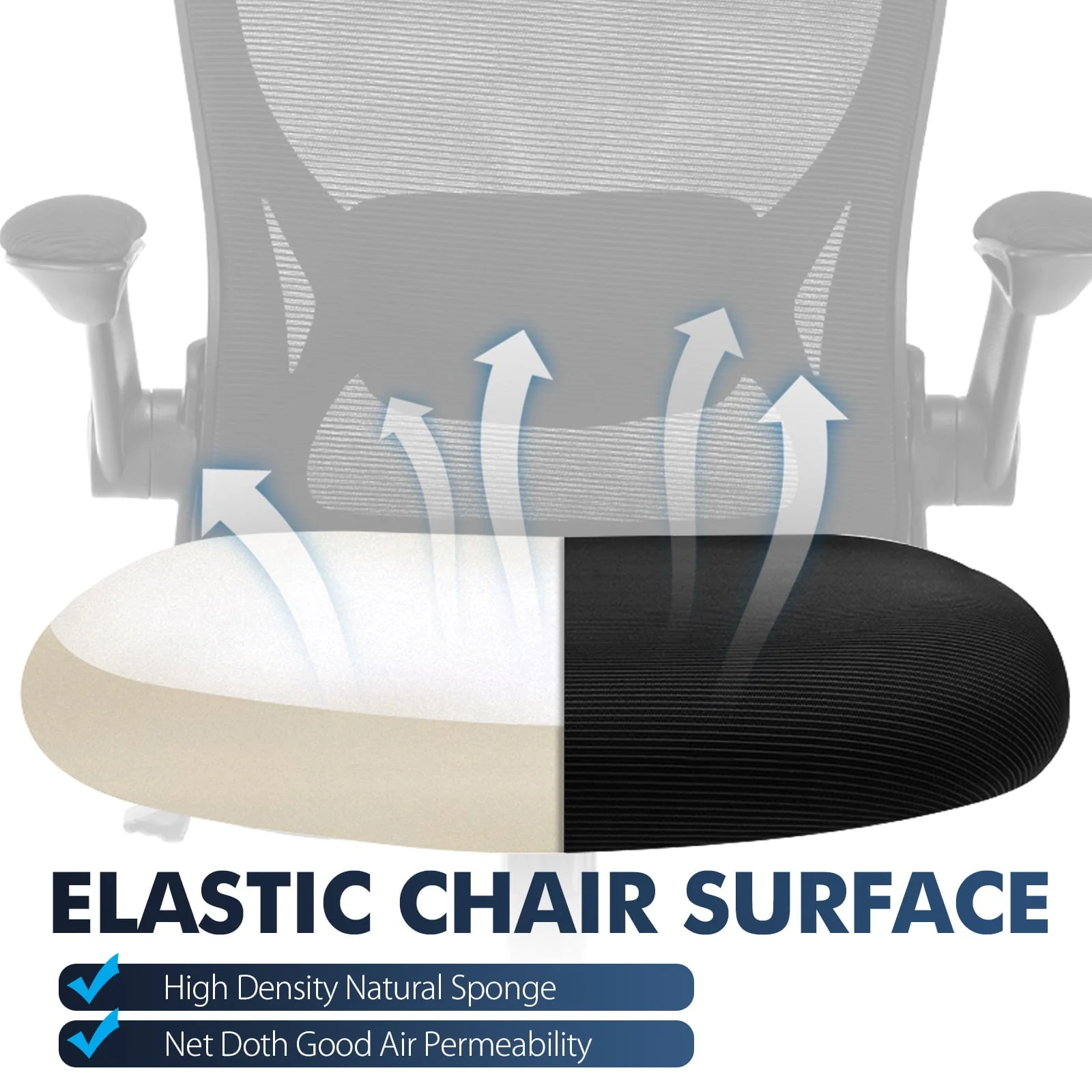 Coolhut Ergonomic Office Chair, Comfort Desk Chair with Adjustable Lumbar Support and Flip up Arms, 300lb, Black