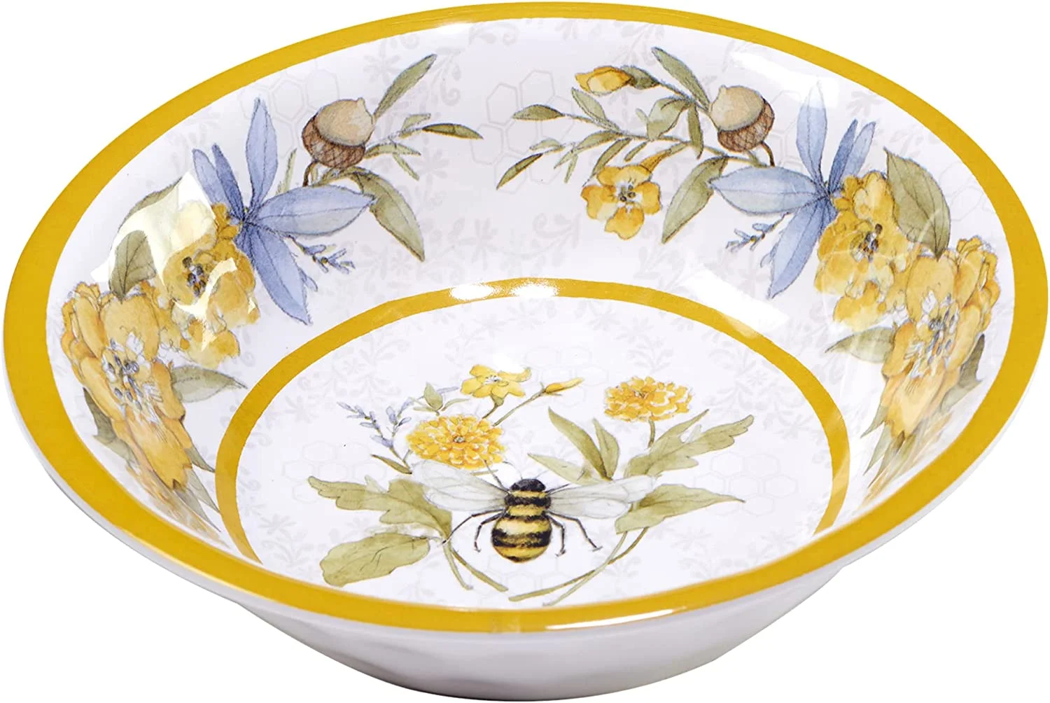 & Floral 12-Piece Melamine Dinnerware Set for 4,  Shatterproof Outdoor Tableware