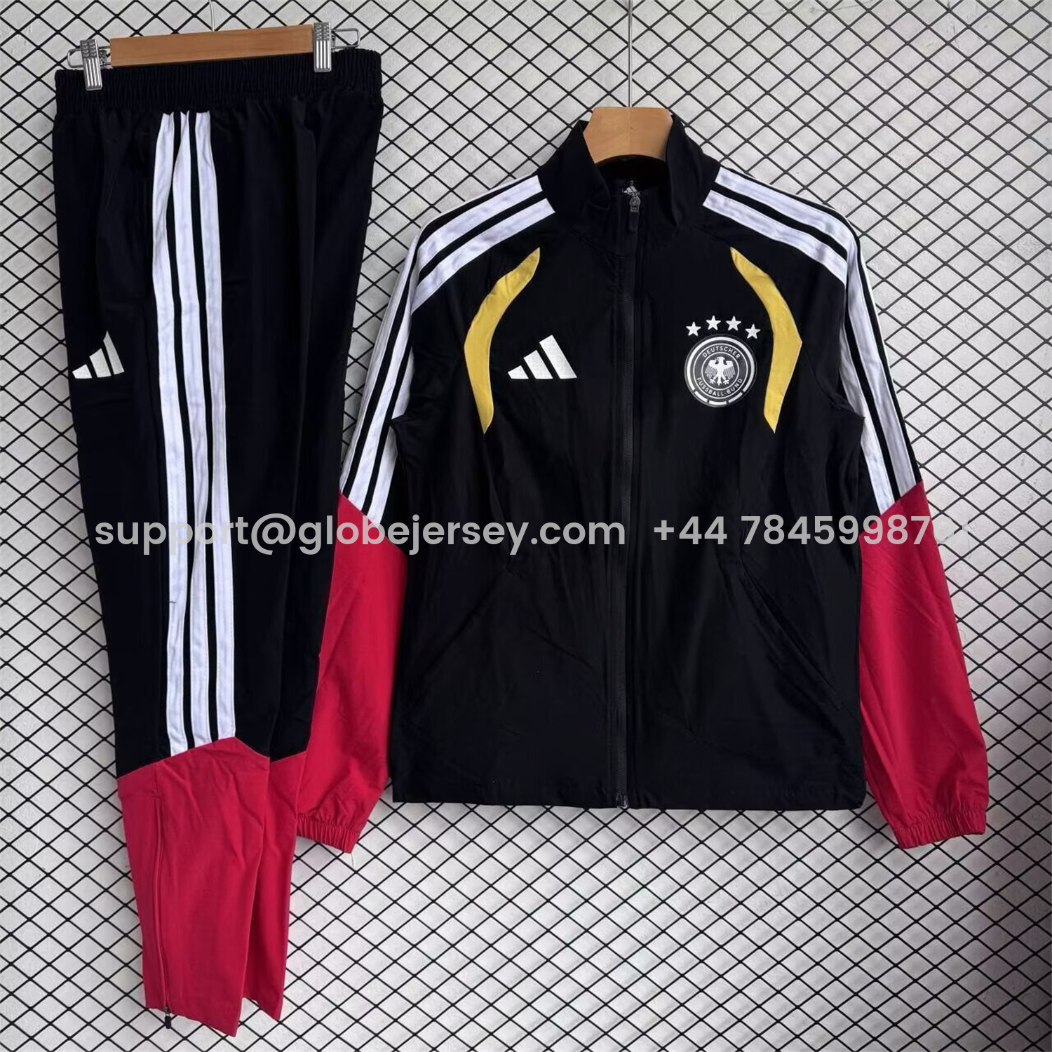 Germany 2026 Windbreaker Training Set - Black Red Top and Pants