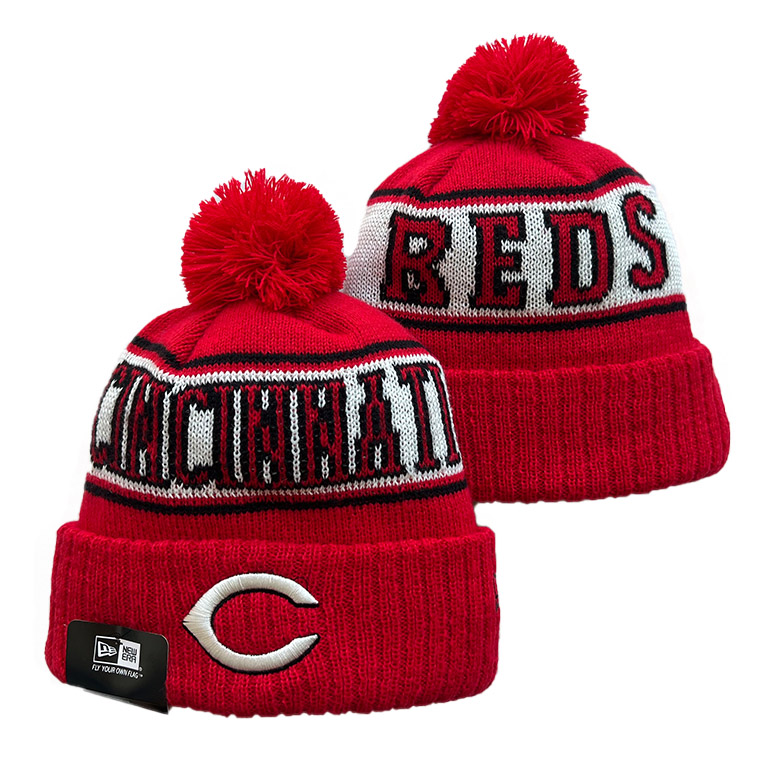 NEW ERA CINCINNATI REDS RED RETRO Cuffed Knit Hat with Pom