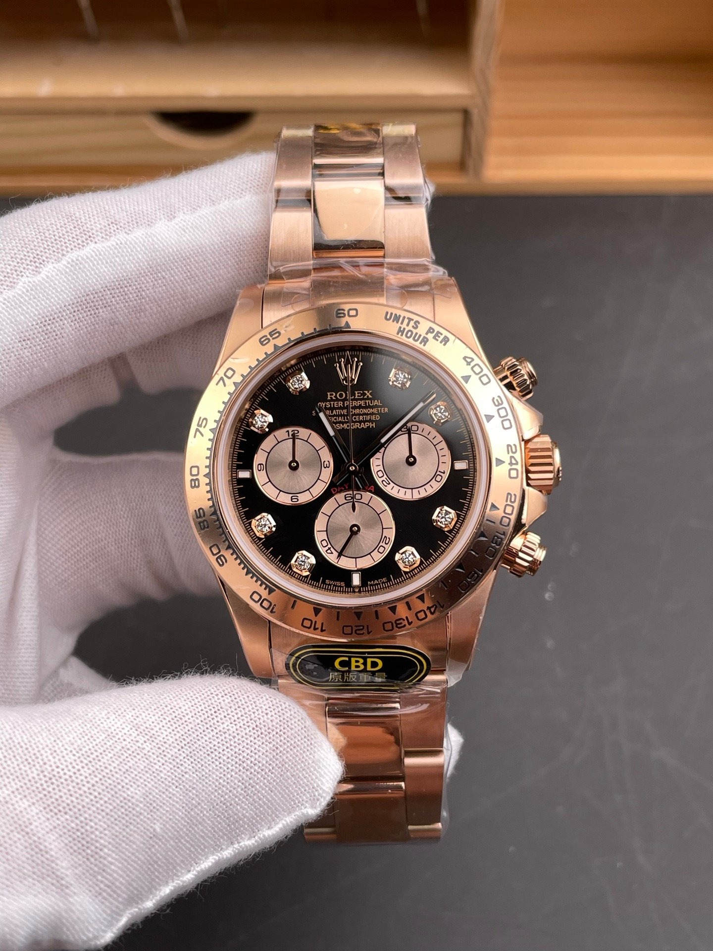 Rolex Daytona Rose Gold Black Gold Diamond