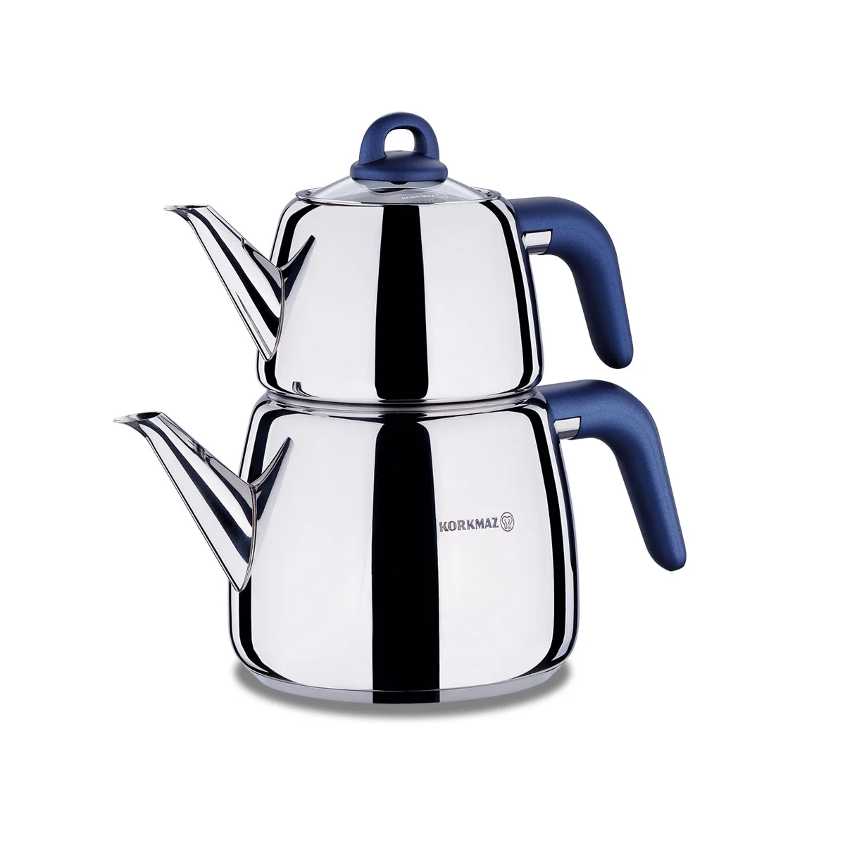 Korkmaz A045 Bella Nora Turkish Teapot Set for Stovetop,  18/10 Stainless Steel Double Tea Maker with Bakalite Handles, Samovar Style Tea Kettle with 33.9 Oz ( 1000ml) & 67.7 Oz (2000ml)