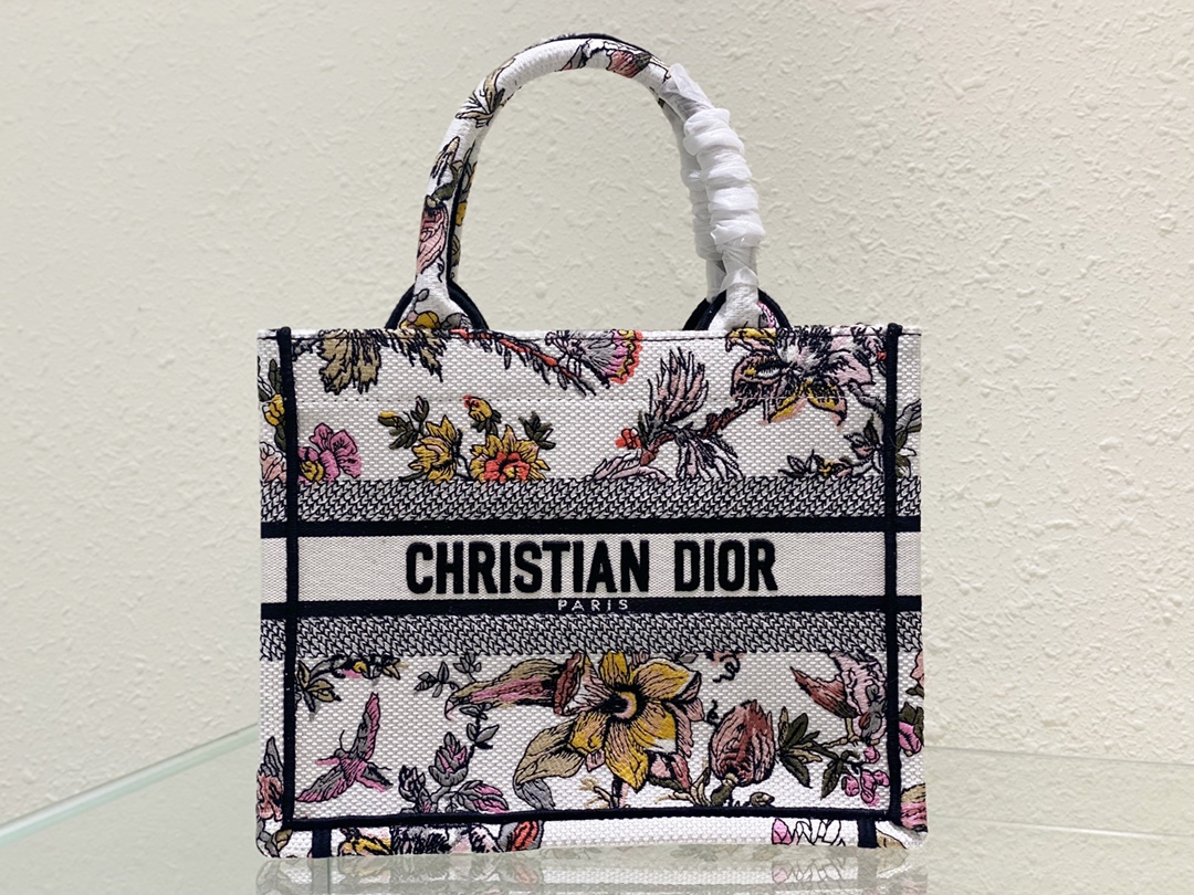 Dior Book Tote Small White Multicolor Dior Jardin Botanique Embroidery