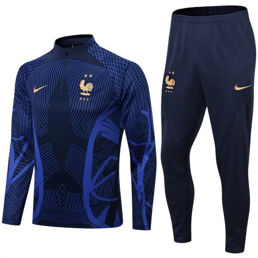 2022/2023 France half-pull training suit blue football shirt suit