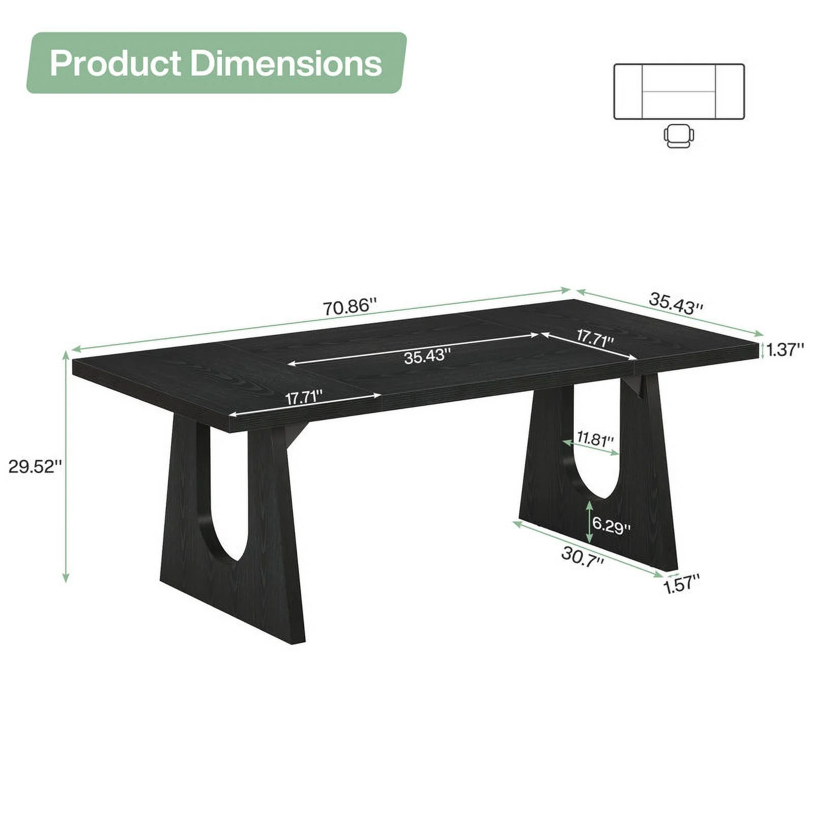 Tribesigns 70.9-Inch Executive Desk, Computer Office Desk, Modern Simple Desk with Large Desktop, Writing Desk Workstation Business Furniture for Home Office, Study, Metal Frame, Oak and Black