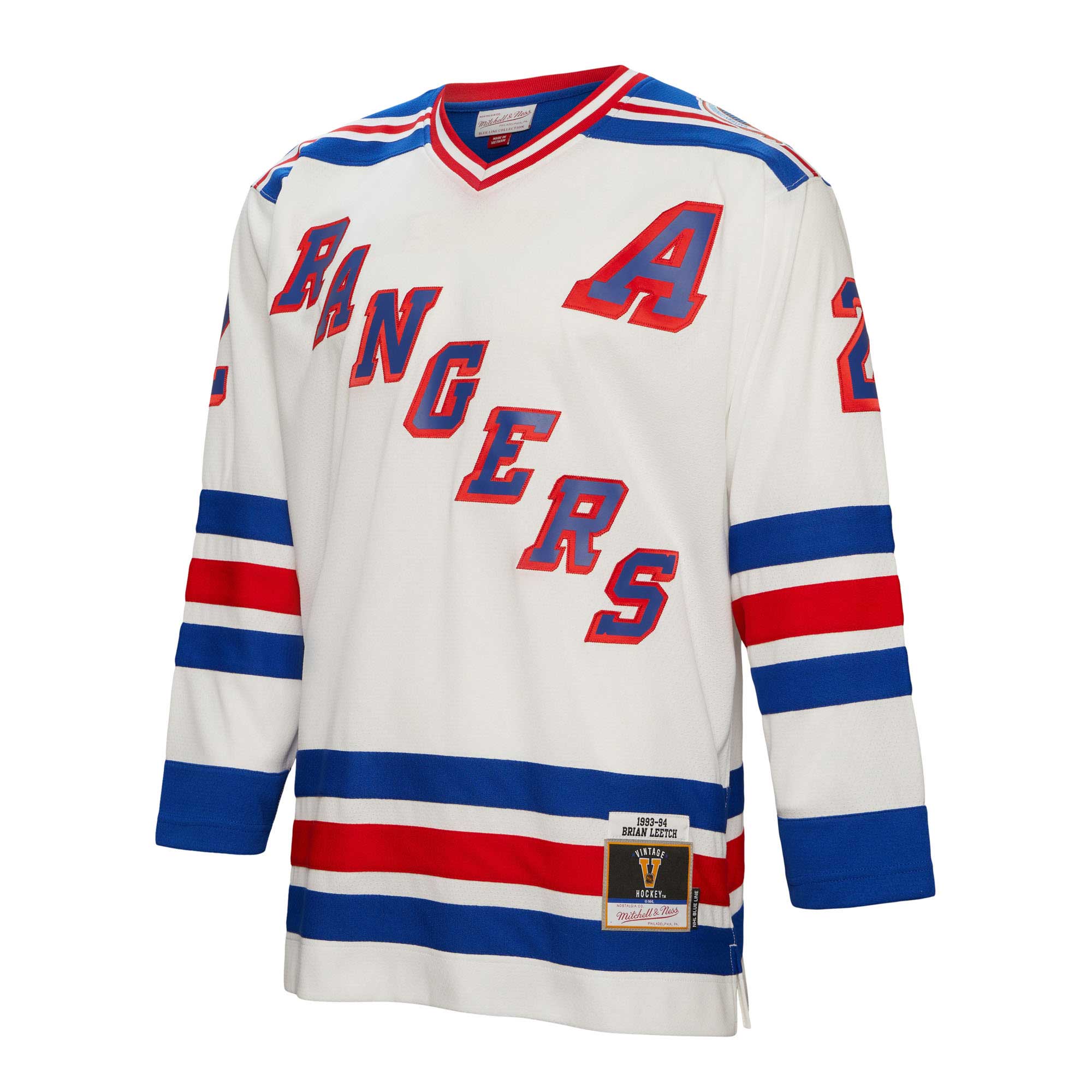 Brian Leetch New York Rangers Mitchell & Ness Alternate Captain Patch 1993/94 Blue Line   Jersey – White