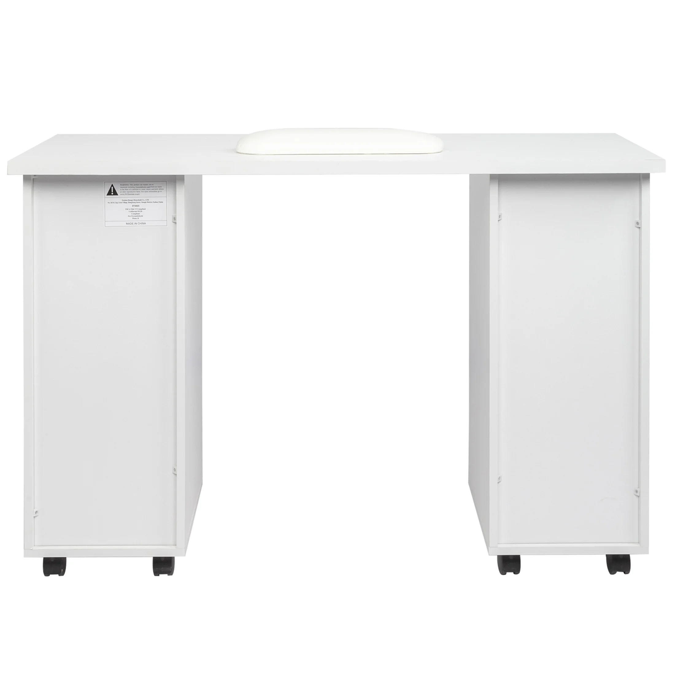 Sesslife White Computer Desk, Writing Desk with Lockable Wheels???Modern Wood Study Desk with 4 Drawers for Home Office Workstation