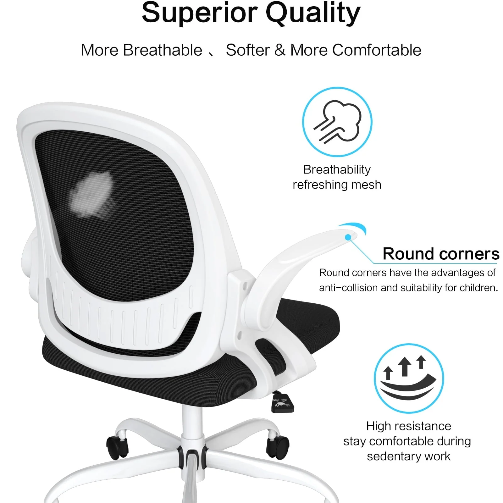 Home Office Chair Work Desk Chair Comfort Ergonomic Swivel Computer Chair, Breathable Mesh Desk Chair, Lumbar Support Task Chair,Adjustable Height,White