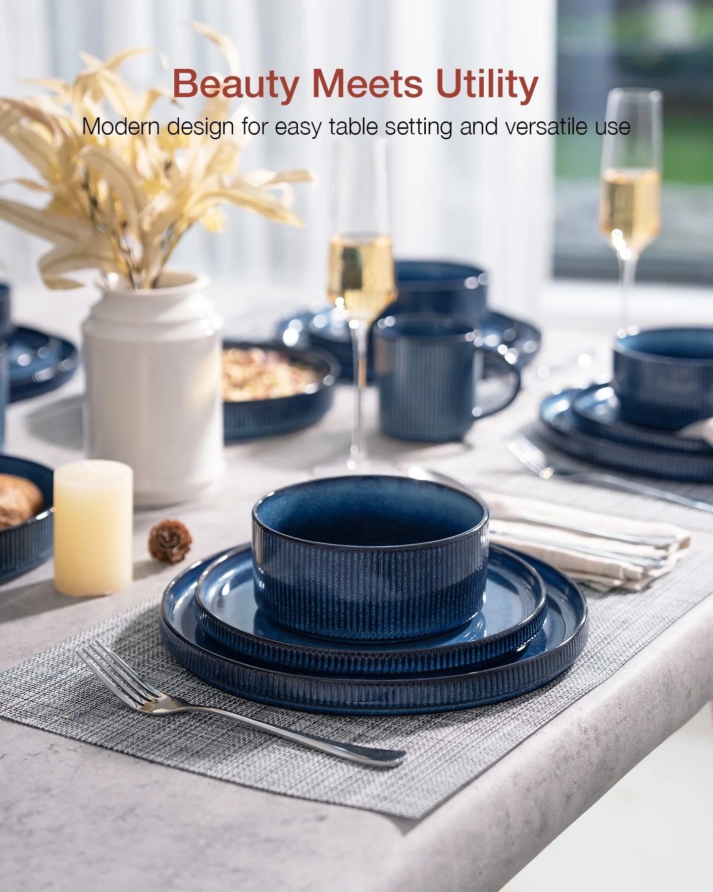 Famiware Star Stoneware Dinnerware Sets, Plates and Bowls Set for 4, 12 Piece Dish Set, Cappuccino White