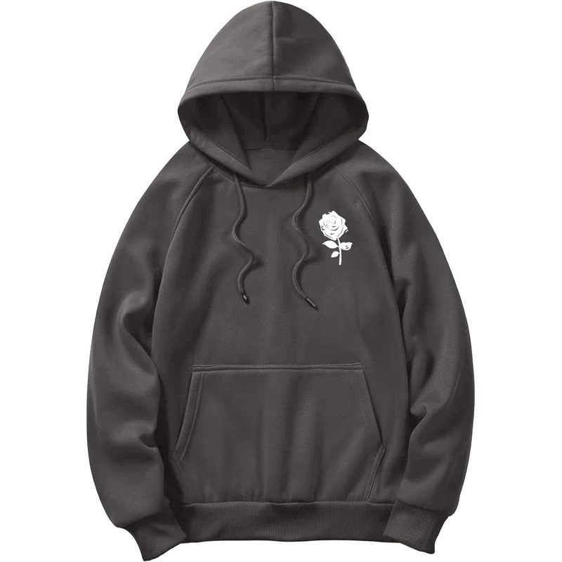 Men's Graphic Print Long Sleeve Drawstring Hoodie Pullover Sweatshirt