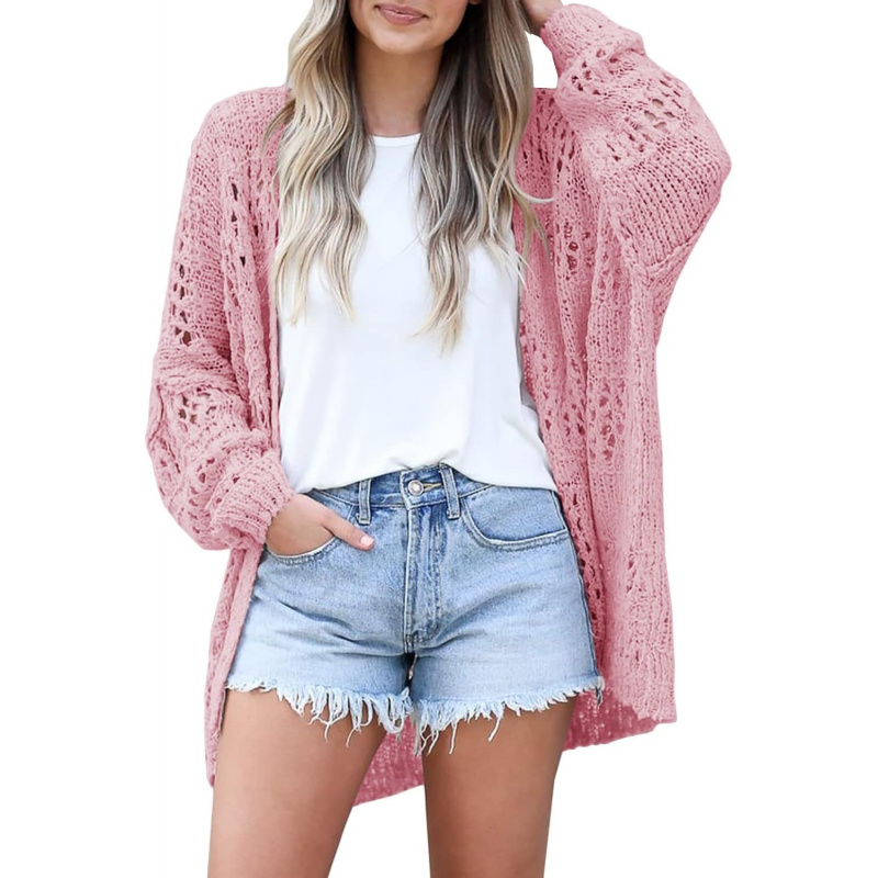 Women's Crochet Cardigan Sweater Kimonos Boho Solid