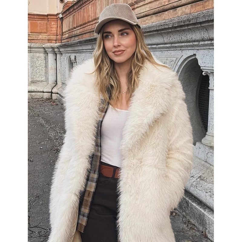 Women's Long Faux Fur Coats Fluffy Faux Fur Jacket Long