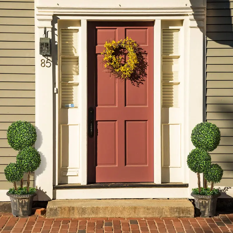 2.5-Foot or 3-Foot Triple-Ball Artificial Boxwood Topiary Tree for Decorative Use